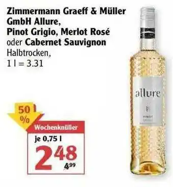 Globus Zimmermann Graeff & Müller GmbH Allure, Pinot Grigio, Merlot Rosé Oder Cabernet Sauvignon Angebot