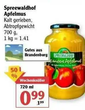 Globus Spreewaldhof Apfelmus Angebot