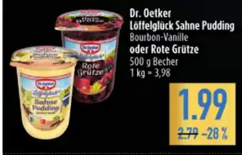 diska Dr. Oetker Löffelglück Sahne Pudding oder Rote Grütze 500 g Becher Angebot