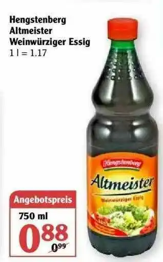 Globus Hengstenberg Altmeister Weinwurziger Essig Angebot