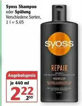 Globus Syoss Shampoo Oder Spülung Verschiedene Sorten Angebot