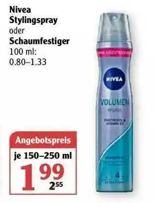 Globus Nivea Stylingspray Oder Schaumfestiger Angebot