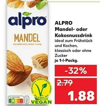 Kaufland Alpro Mandel-oder Kokosnussdrink Angebot