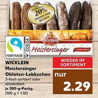 Kaufland Wicklein Meistersinger Oblaten-lebkuchen Angebot