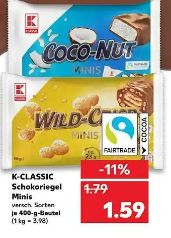 Kaufland K-classic Schokoriegel Minis Angebot