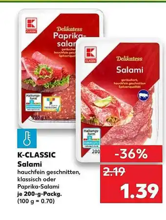 Kaufland K-classic Salami Angebot