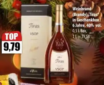 Mix Markt Weinbrand (Brandy) ,,Tiras" in Geschenkbox 0,5 L Box Angebot