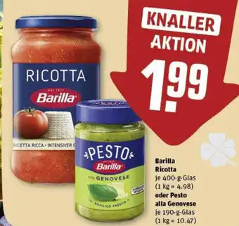 REWE Barilla Ricotta 400 g oder Pesto alla Genovese 190 g Glas Angebot