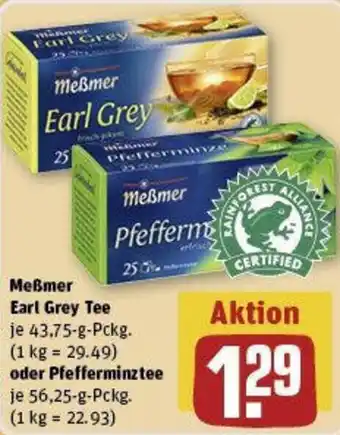 REWE Meßmer Earl Grey Tee 43,75 g oder Pfefferminztee 56,25-g-Pckg. Angebot