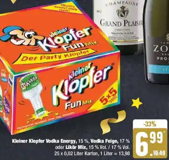 Edeka Kleiner Klopfer Vodka Energy, Vodka Feige oder Likör Mix 1 Angebot