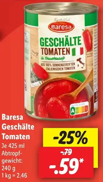 Lidl Baresa Geschälte Tomaten 425 ml Angebot