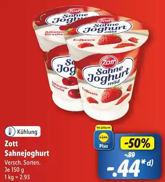 Lidl Zott Sahnejoghurt 150 g Angebot