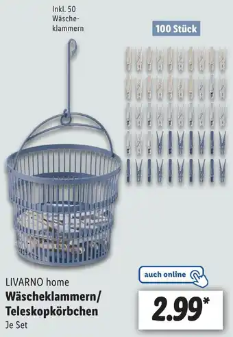 Lidl LIVARNO home Wäscheklammern/ Teleskopkörbchen Angebot