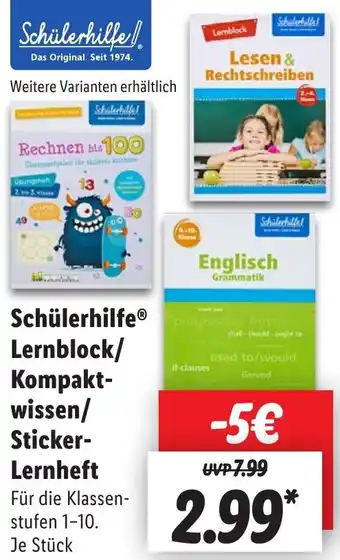 Lidl Schülerhilfe Lernblock/Kompaktwissen/Sticker Lernheft Angebot