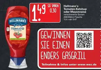 WEZ Hellmann's Tomato Ketchup 430ml oder Real Mayonnaise 250ml Angebot