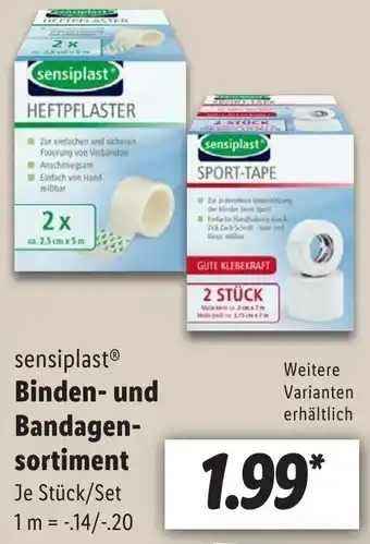 Lidl sensiplast Binden und Bandagensortiment Angebot