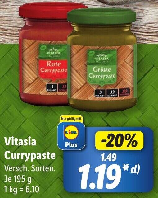 Vitasia Currypaste 195 g Angebot bei Lidl
