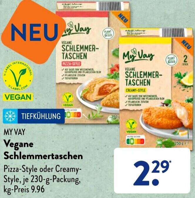 MY VAY Vegane Schlemmertaschen 230 g Packung Angebot bei Aldi Süd