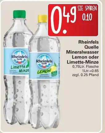 WEZ Rheinfels Quelle Mineralwasser Lemon oder Limette Minze 0,75L Angebot