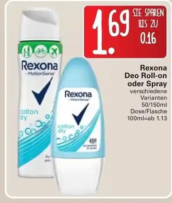 WEZ Rexona Deo Roll on oder Spray 50/150ml Angebot