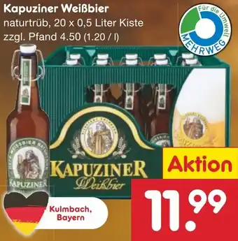 Netto Marken-Discount Kapuziner Weißbier 20 x 0,5 Liter Kiste Angebot