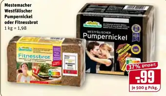 REWE Mestemacher Westfälischer Pumpernickel oder Fitnessbrot 500g Angebot