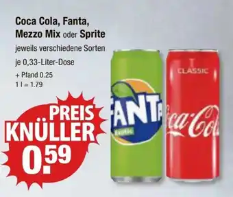 V Markt Coca Cola, Fanta, Mezzo Mix oder Sprite 330ml Angebot