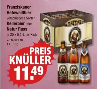 V Markt Franziskaner Hefeweißbier verschiedene Sorten, Kellerbier oder Natur Russ 20*500ml Angebot