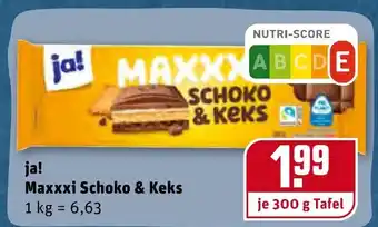 REWE Ja! Maxxxi Schoko & Keks 300g Angebot