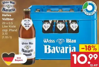 Netto Marken-Discount Weiss Blau Bavaria Helles Vollbier 20 x 0,5 Liter Kiste Angebot