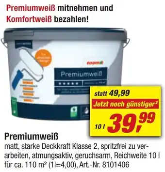 toom Baumarkt Premiumweiß 10 L Angebot