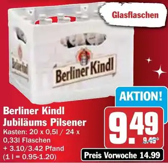 Hit Berliner Kindl Jubiläums Pilsener  20 x 0,5 L / 24 x 0,33 L Flaschen Angebot