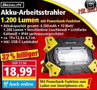 Norma BROOKLYN Akku-Arbeitsstrahler 1.200 Lumen Angebot