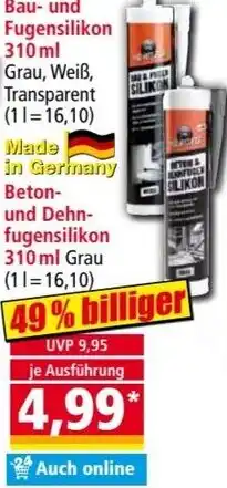 Norma Bau und Fugensilikon 310 ml Angebot