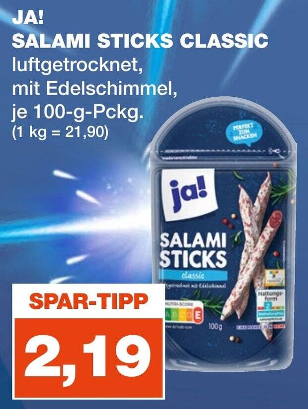 JA! SALAMI STICKS CLASSIC 100 g Pckg. Angebot bei mein real