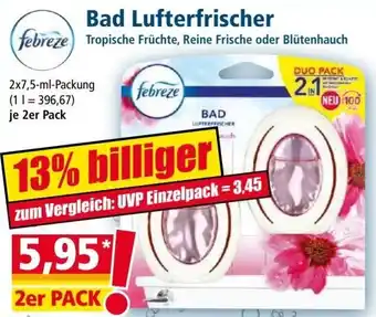 Norma febreze Bad Lufterfrischer 2x7,5 ml Packung Angebot