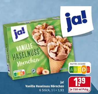 REWE ja! Vanille Haselnuss Hörnchen 720ml Angebot