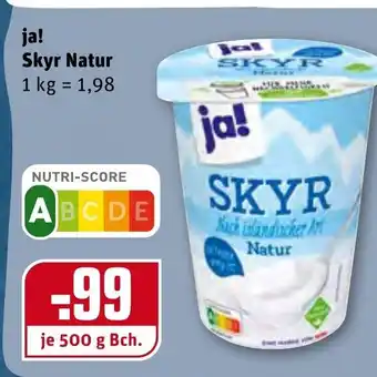 REWE ja! Skyr Natur 500g Becher Angebot