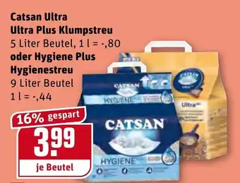 REWE Catsan Ultra Ultra Plus Klumpstreu oder Hygiene Plus Hygienestreu Angebot