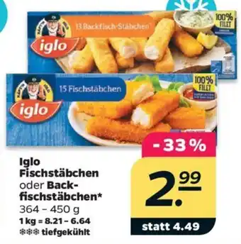 NETTO Iglo Fischstäbchen oder Backfischstäbchen 364 - 450 g Angebot