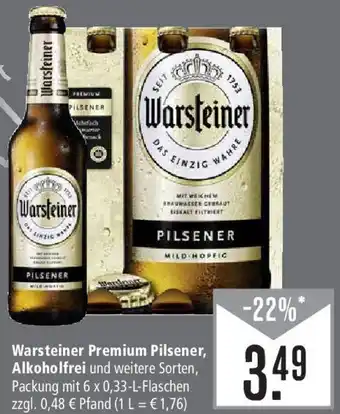 Marktkauf Warsteiner Premium Pilsener, Alkoholfrei 6x0,33 L Flaschen Angebot