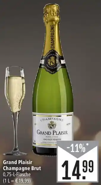 Marktkauf Grand Plaisir Champagne Brut 0,75-L-Flasche Angebot