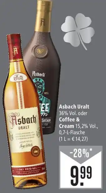 Marktkauf Asbach Uralt oder Coffee & Cream 0,7 L Flasche Angebot