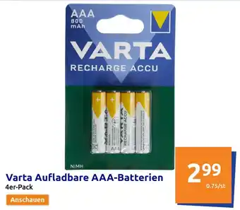 Action Varta Aufladbare AAA-Batterien 4er-Pack Angebot