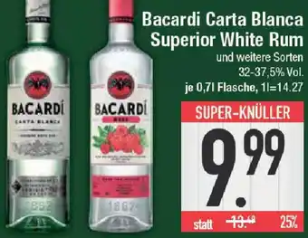 E-Center Bacardi Carta Blanca Superior White Rum 0,7 L Flasche Angebot