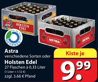 Famila Nord Ost Astra oder Holsten Edel 27 Flaschen à 0,33 Liter Angebot