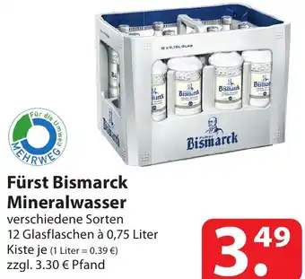 Famila Nord Ost Fürst Bismarck Mineralwasser 12x0,75 Liter Angebot