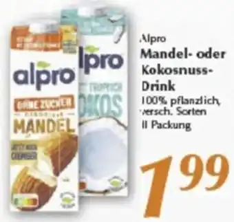 inkoop Alpro Mandel oder Kokosnuss-Drink 1 L Packung Angebot