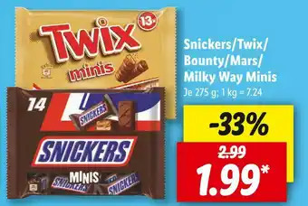 Lidl Mars snickers,twix, bounty,mars, milky way minis Angebot