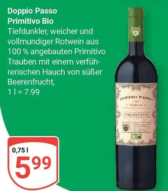 Globus Doppio Passo Primitivo Bio 750ml Angebot